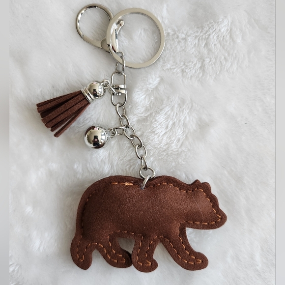 Brown Mama Bear Keychain with Rhinestones Bag Chain - Picture 3 of 3